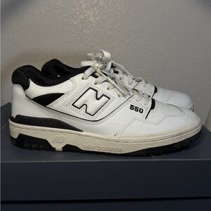 New Balance Men's 550 White and Black Sneakers